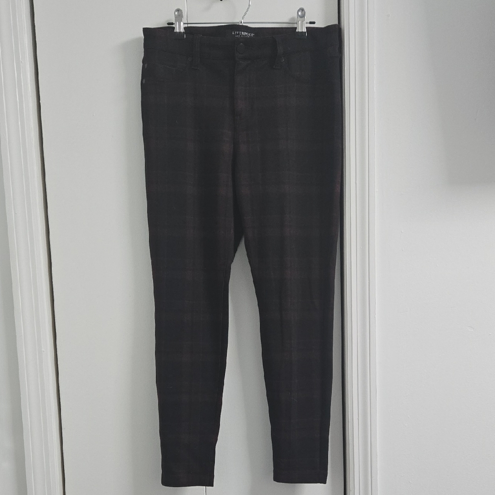 Liverpool Red and Black Plaid Pants